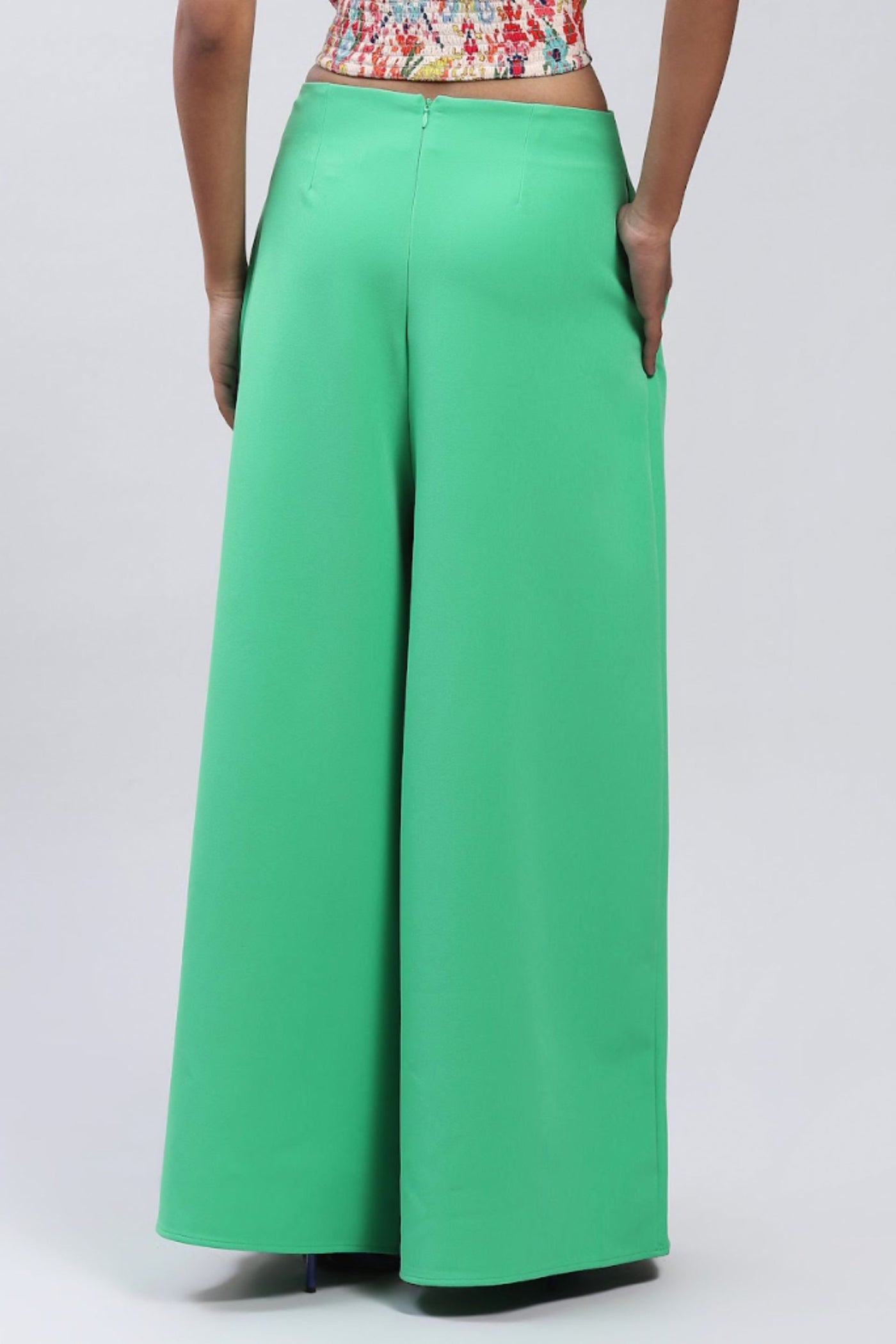 Label Ritu Kumar Green Wide-Leg Pants Indian designer wear online shopping melange singapore