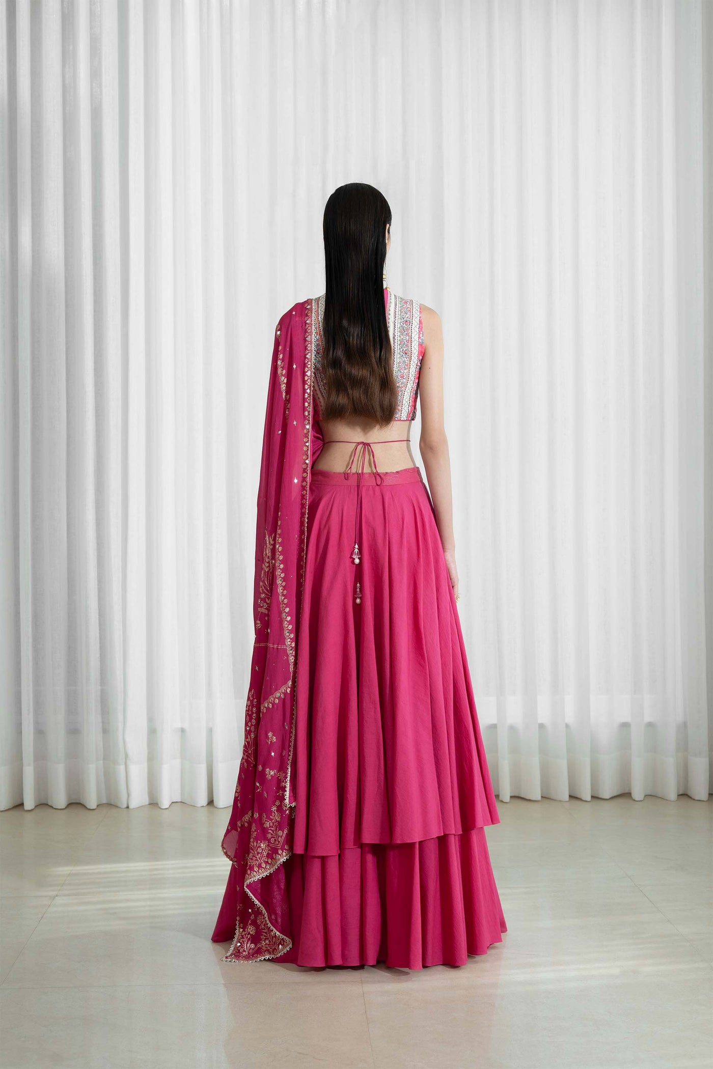 Mandira Wirk Double Layer Skirt Set pink festive indian designer wear online shopping melange singapore