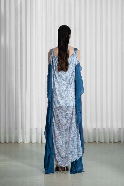 Mandira Wirk Kaftan With Colorblock And Mirror Work blue festive indian designer wear online shopping melange singapore