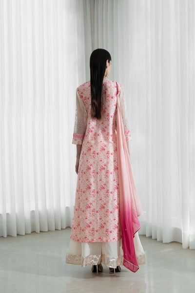 Mandira Wirk Pintucks Kurta With Sharara peach ivory festive indian designer wear online shopping melange singapore