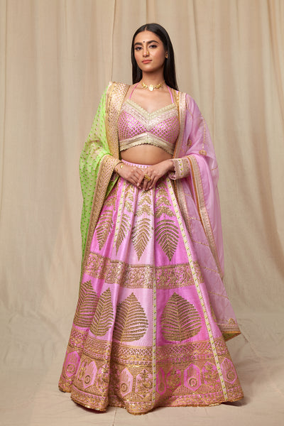 Masaba Barfi Pink ‘Paan-Patti’ lehenga festive indian designer wear online shopping melange singapore