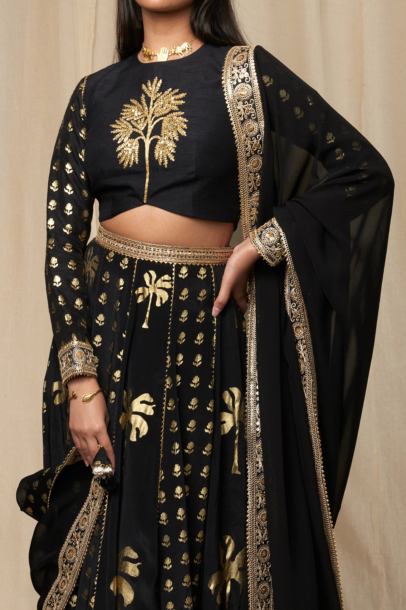 Masaba Black Coco Lehenga Set festive indian designer wear online shopping melange singapore
