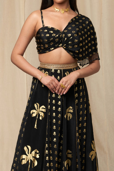 Masaba Black Wallflower Lehenga Set festive fusion indian designer wear online shopping melange singapore