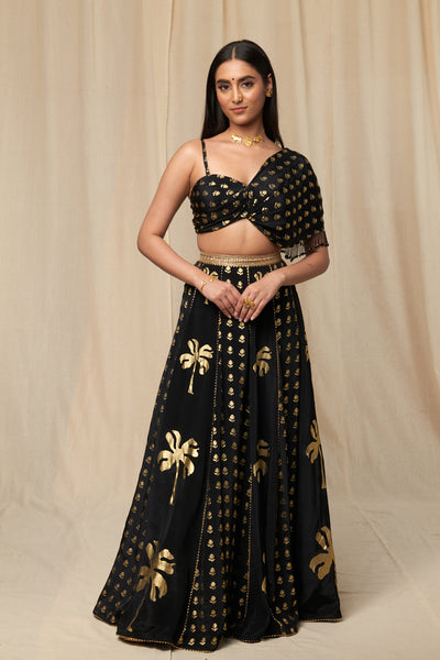 Masaba Black Wallflower Lehenga Set festive fusion indian designer wear online shopping melange singapore