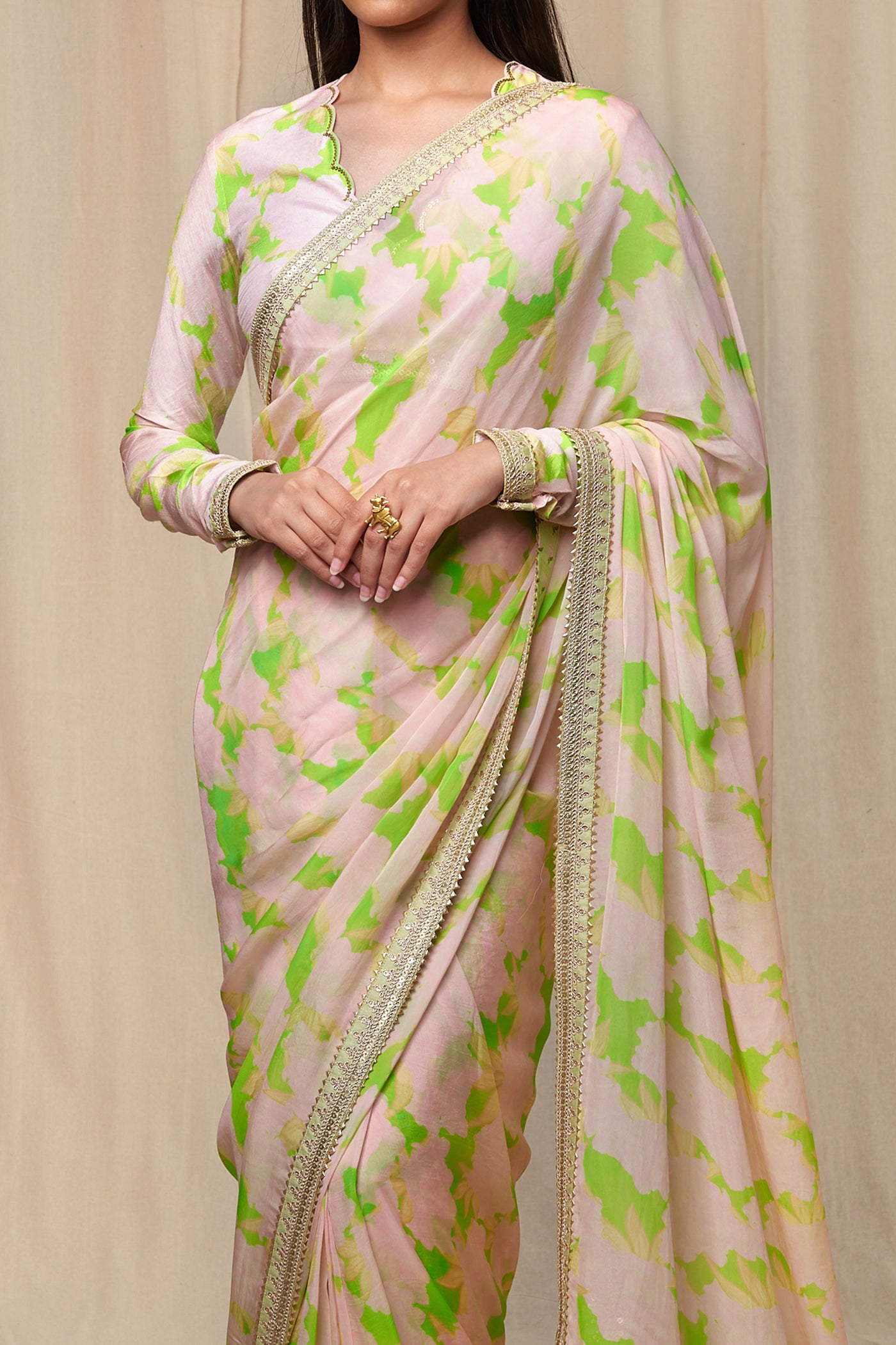 Masaba Mint Candy Swirl Organza Sareee indian designer wear online shopping melange singapore