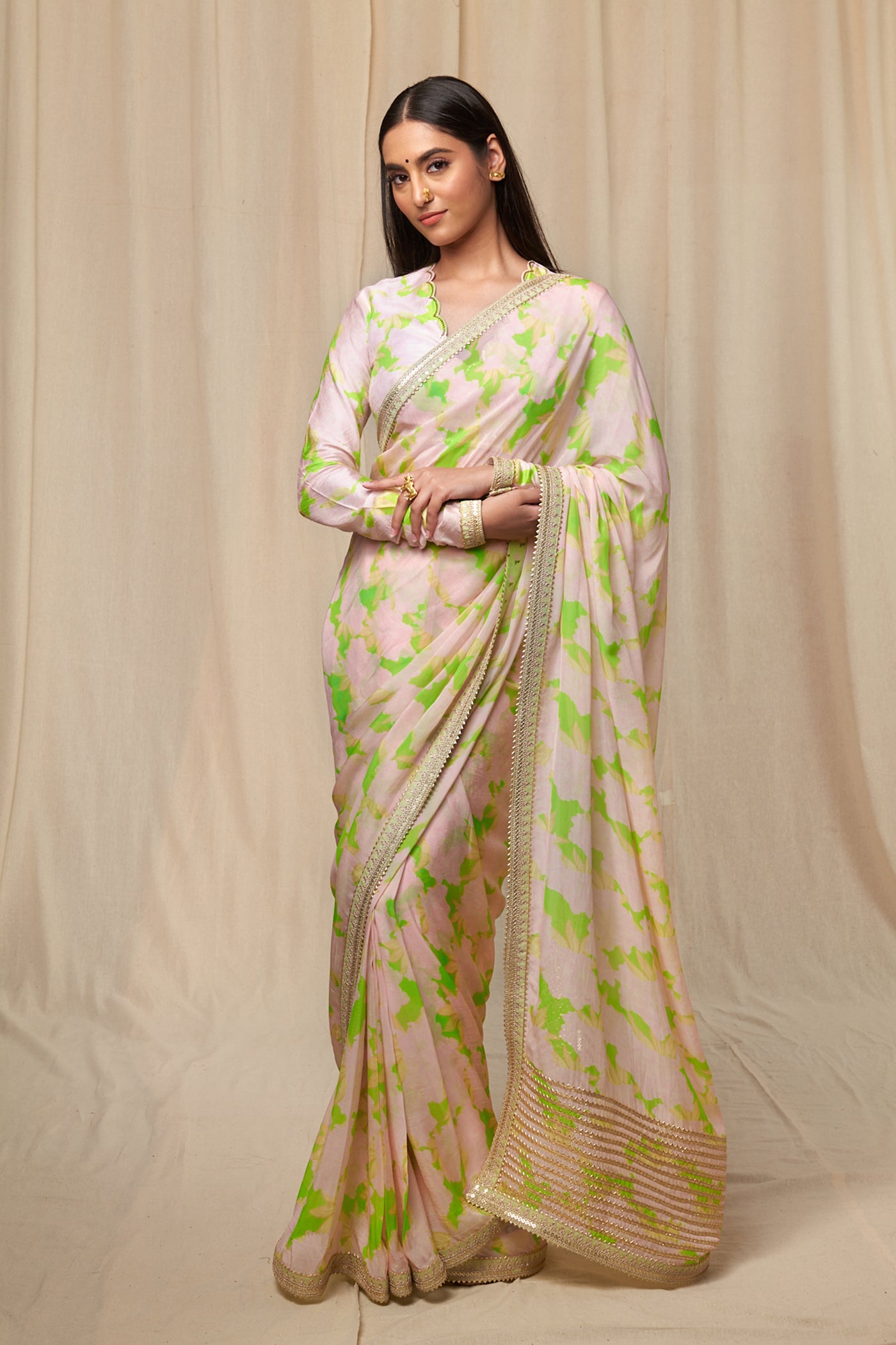 Masaba Mint Candy Swirl Organza Sareee indian designer wear online shopping melange singapore