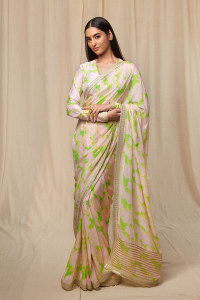 Masaba Mint Candy Swirl Organza Sareee indian designer wear online shopping melange singapore