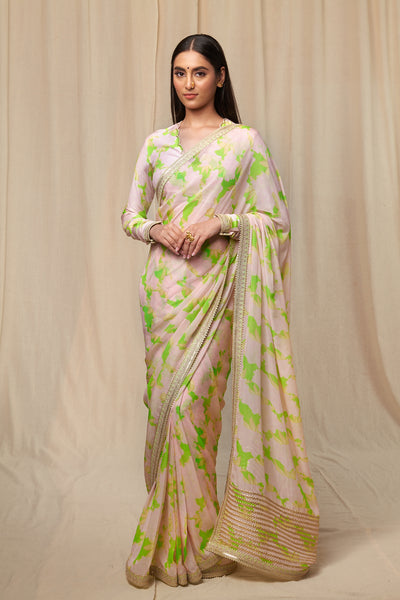 Masaba Mint Candy Swirl Organza Sareee indian designer wear online shopping melange singapore