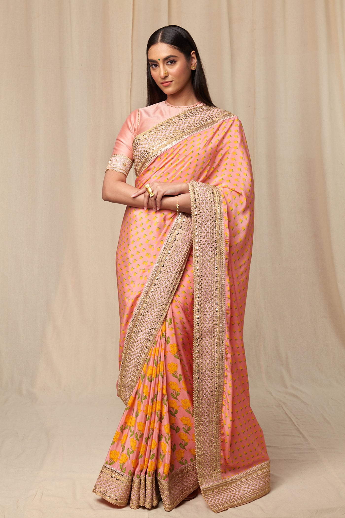 Masaba Rose Pink Bloomingdale Saree festive indian designer wear online shopping melange singapore