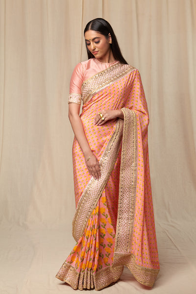 Masaba Rose Pink Bloomingdale Saree festive indian designer wear online shopping melange singapore