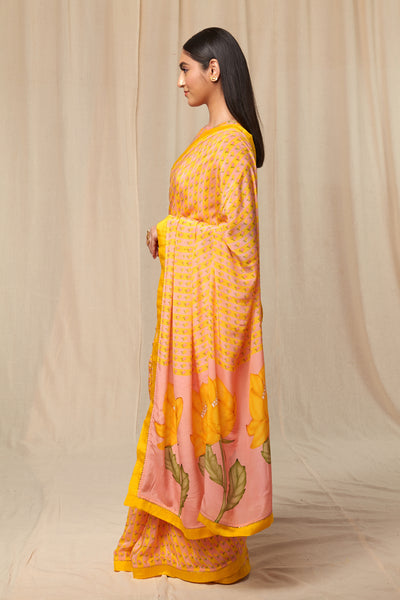 Masaba Rosepink Striped Wallflower Saree festive indian designer wear online shopping melange singapore
