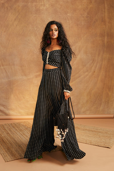 Maison Blu Black Cut Out Shell Jumpsuit western indian designer wear online shopping melange singapore