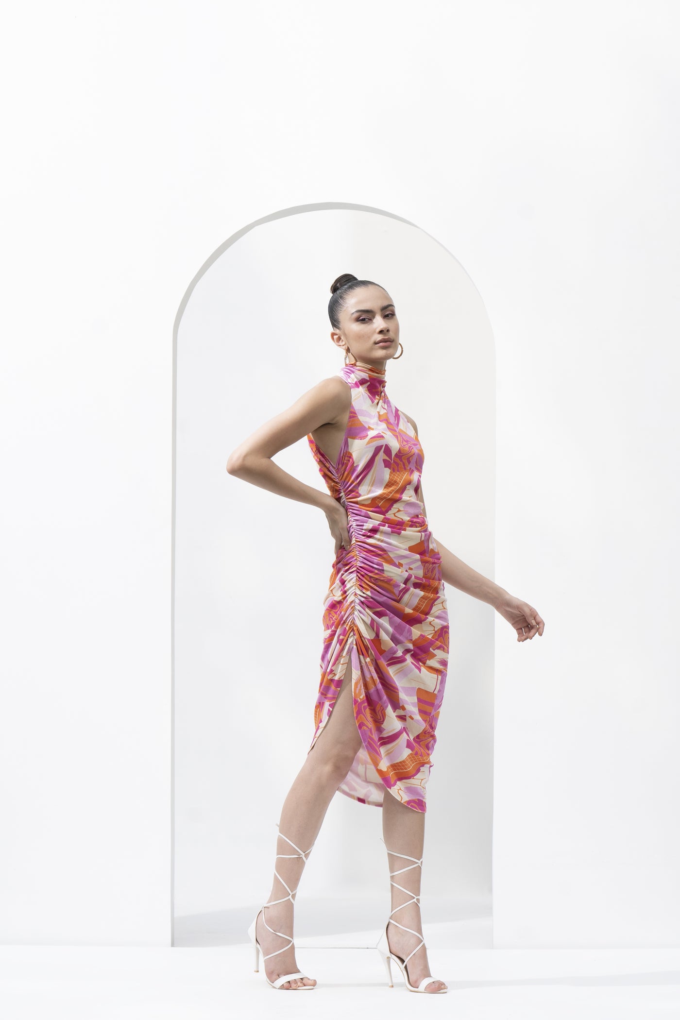 Mandira Wirk Abstract Lycra Printed Short Dress indian designer wear online shopping melange singapore