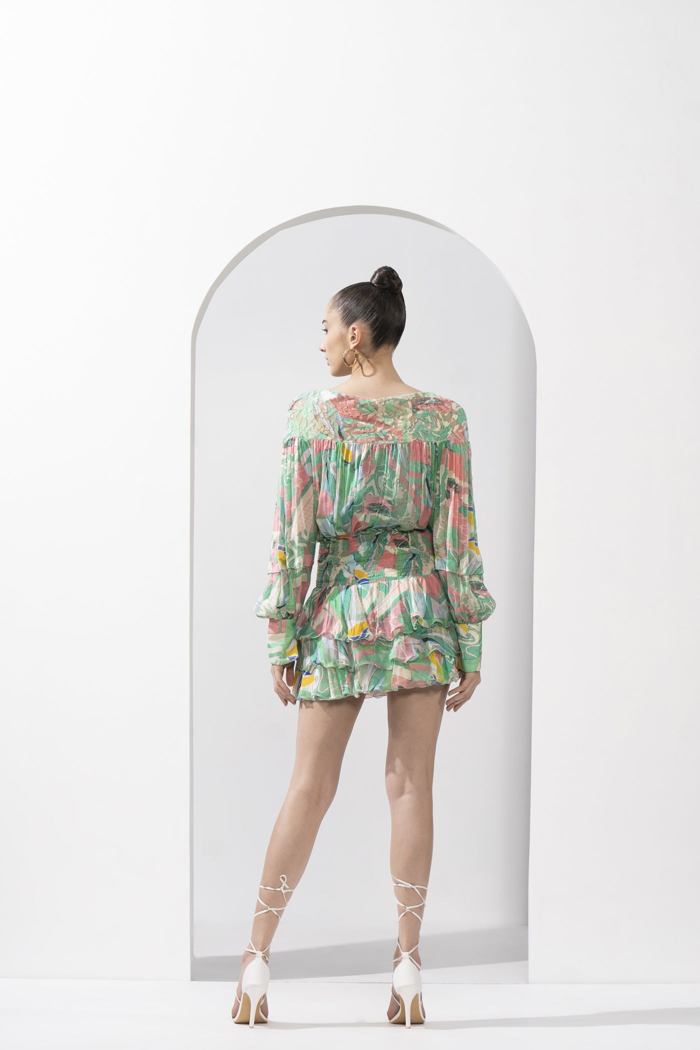 Mandira Wirk Abstract Printed Top And Skirt indian designer wear online shopping melange singapore