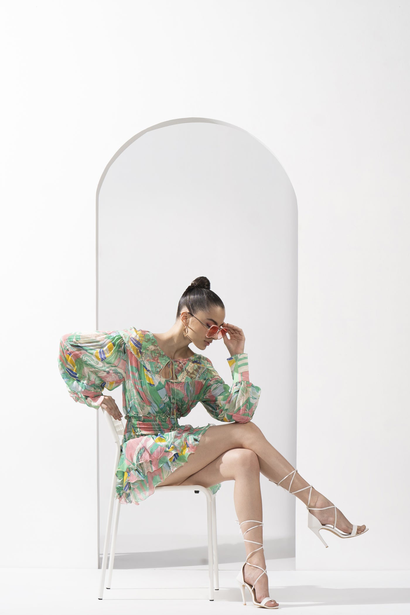 Mandira Wirk Abstract Printed Top And Skirt indian designer wear online shopping melange singapore