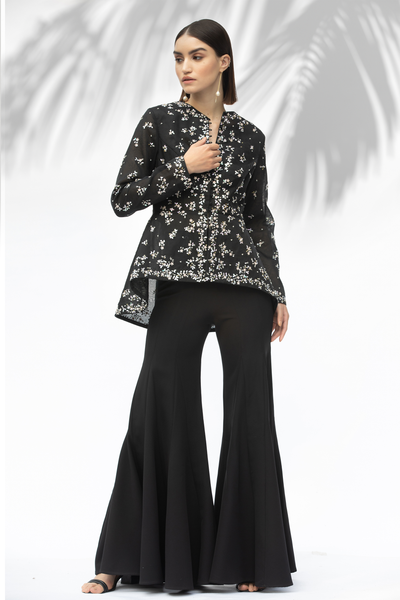 Mandira Wirk Black Jacket With Pant Set festive indian designer wear online shopping melange singapore