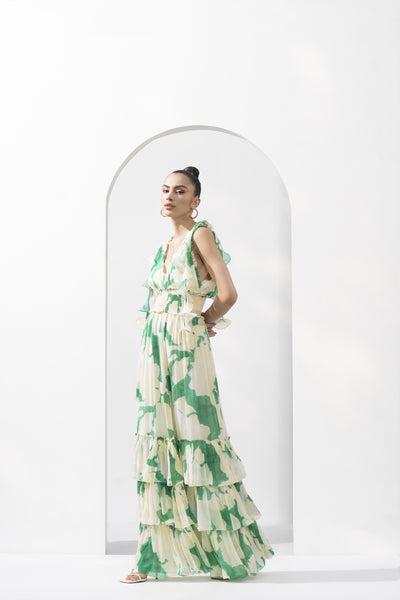 Mandira Wirk Bling Texture Printed Tiered Dress indian designer wear online shopping melange singapore
