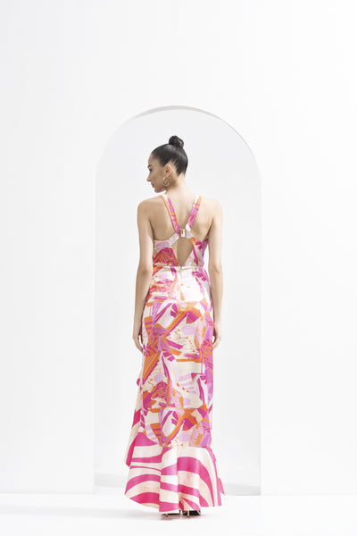 Mandira Wirk Bodycon Printed Maxi Dress indian designer wear online shopping melange singapore