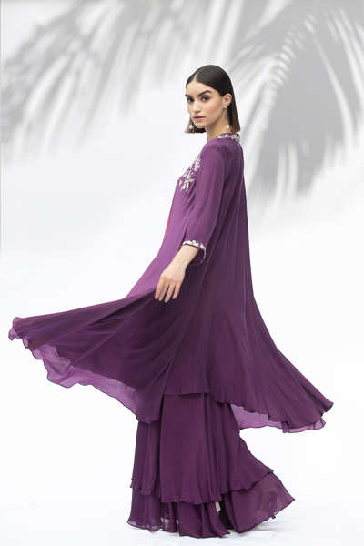 Mandira Wirk Jade Purple Tunic With Sharara Set festive indian designer wear online shopping melange singapore