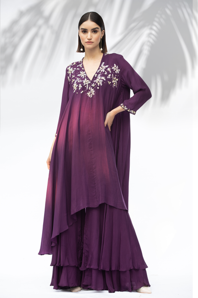 Mandira Wirk Jade Purple Tunic With Sharara Set festive indian designer wear online shopping melange singapore