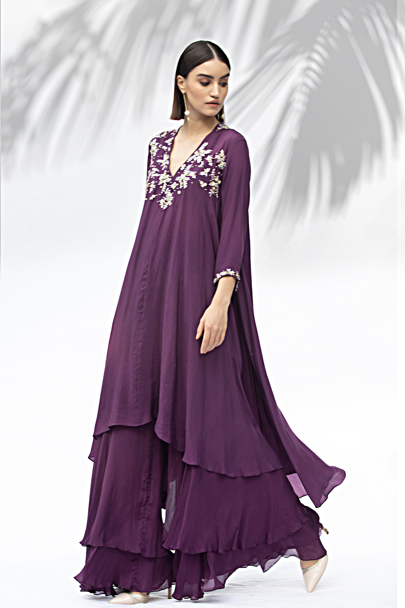 Mandira Wirk Jade Purple Tunic With Sharara Set festive indian designer wear online shopping melange singapore