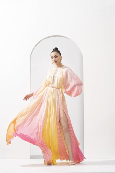 Mandira Wirk Multicolour Ombre Printed Dress indian designer wear online shopping melange singapore