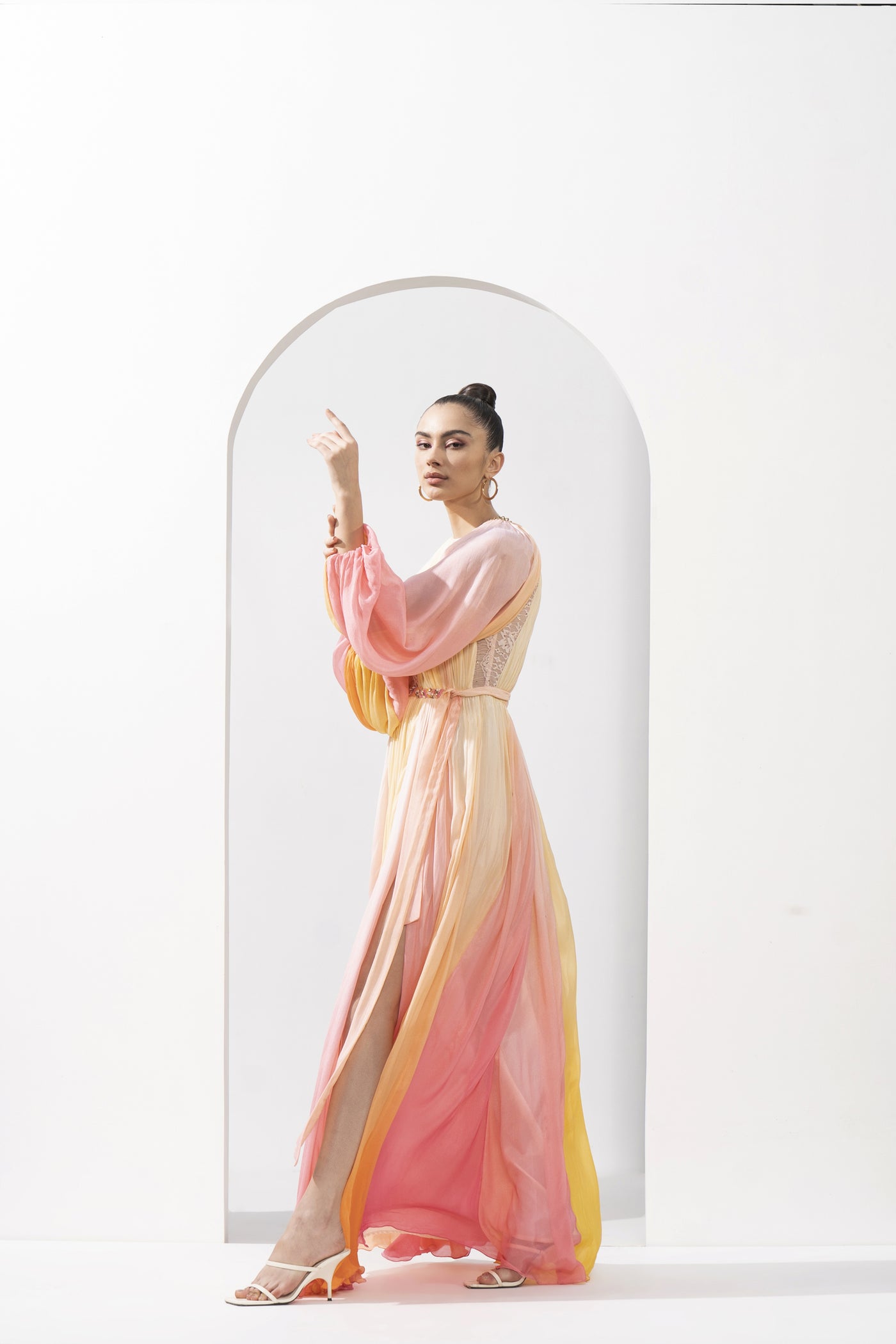 Mandira Wirk Multicolour Ombre Printed Dress indian designer wear online shopping melange singapore