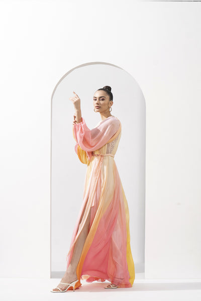 Mandira Wirk Multicolour Ombre Printed Dress indian designer wear online shopping melange singapore