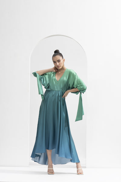 Mandira Wirk Ombre Printed Lustrous Dress indian designer wear online shopping melange singapore