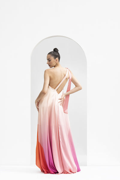 Mandira Wirk Ombre Printed One Shoulder Kaftan indian designer wear online shopping melange singapore