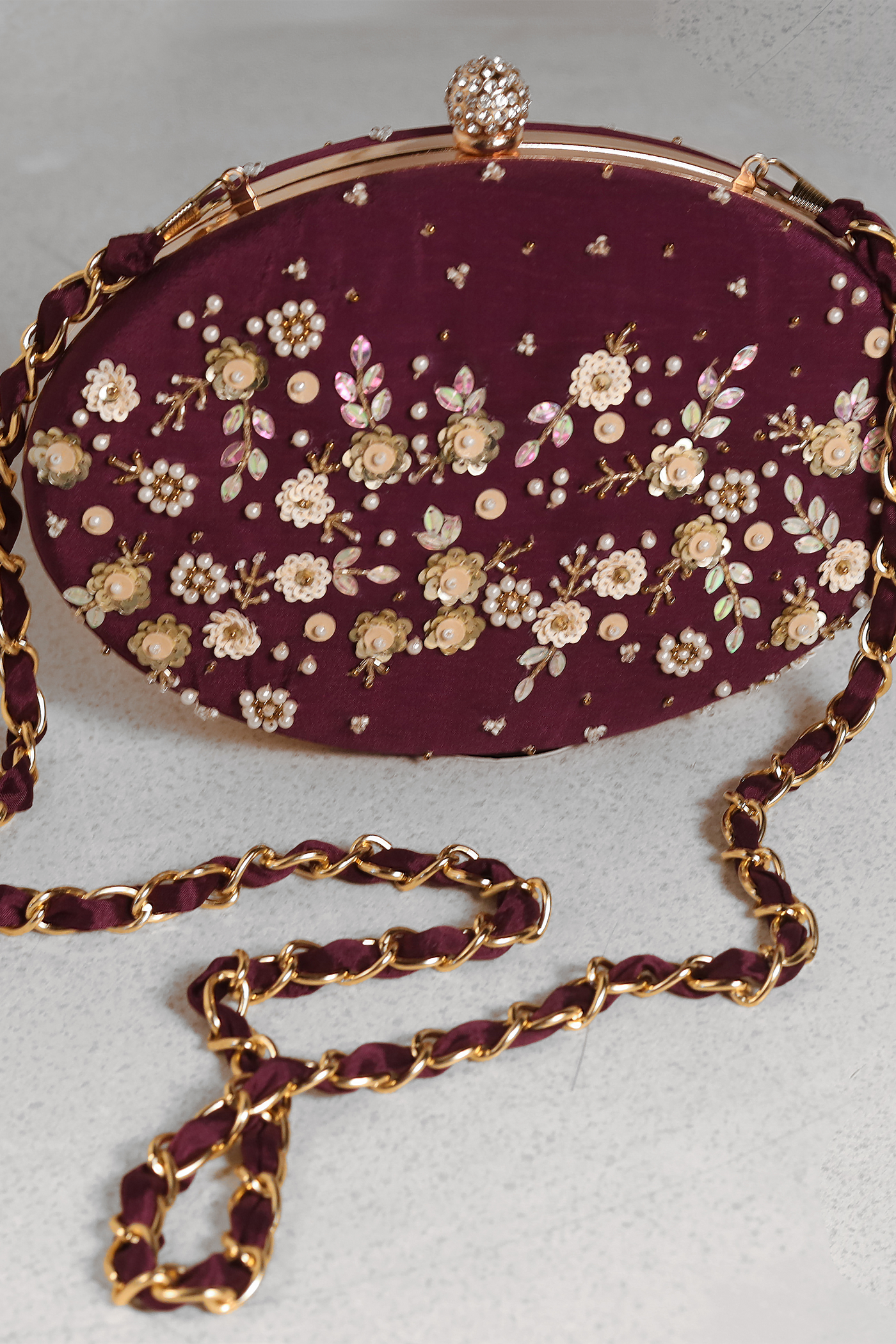 Mandira Wirk purple Hand Embroidered Clutch fashion accessories online shopping melange singapore indian designer