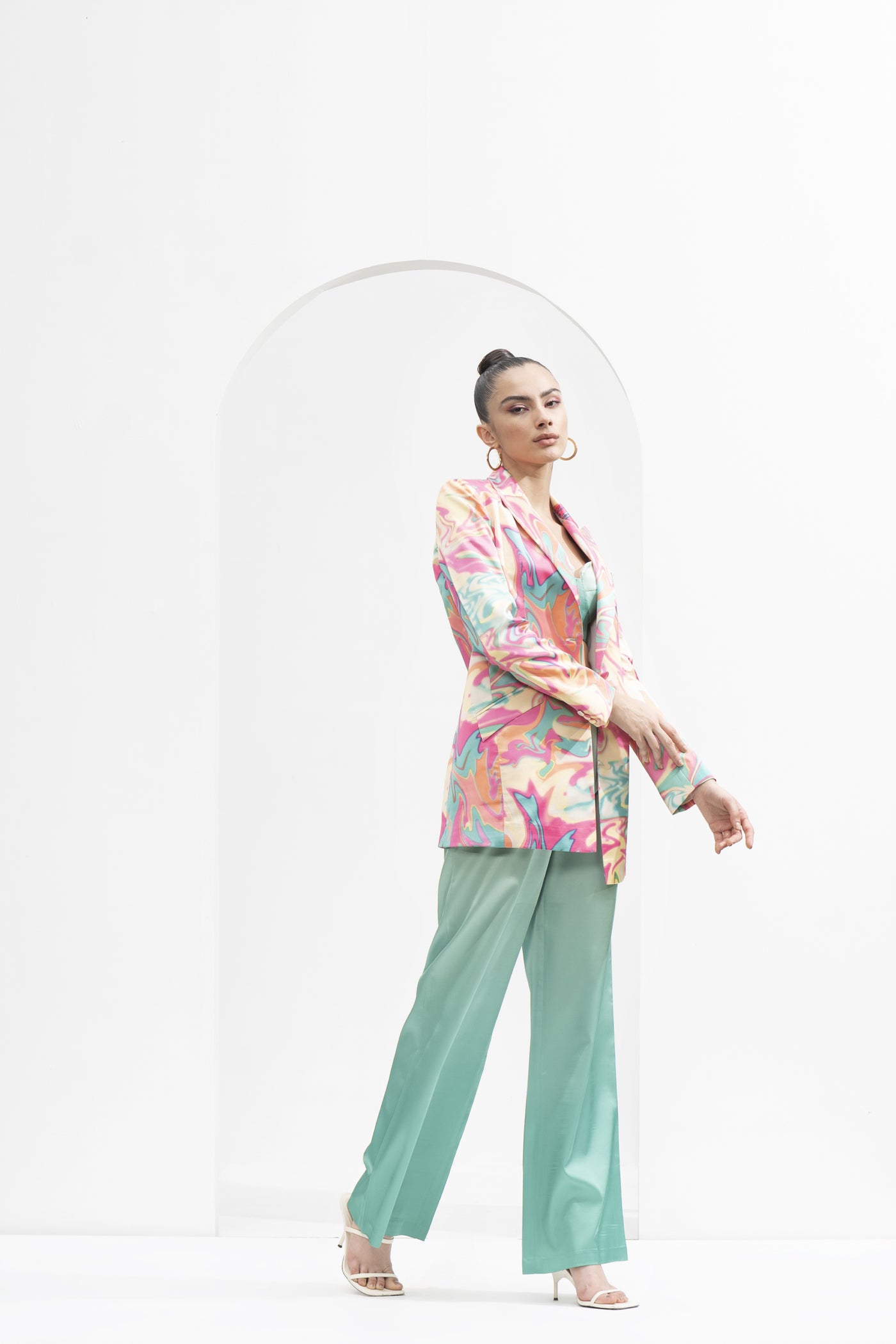 Mandira Wirk Printed Corset Bustier & Pants indian designer wear online shopping melange singapore