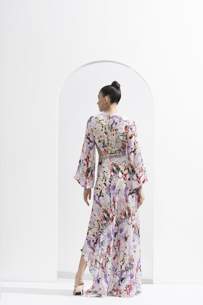 Mandira Wirk Purple Orchid Printed Dress indian designer wear online shopping melange singapore