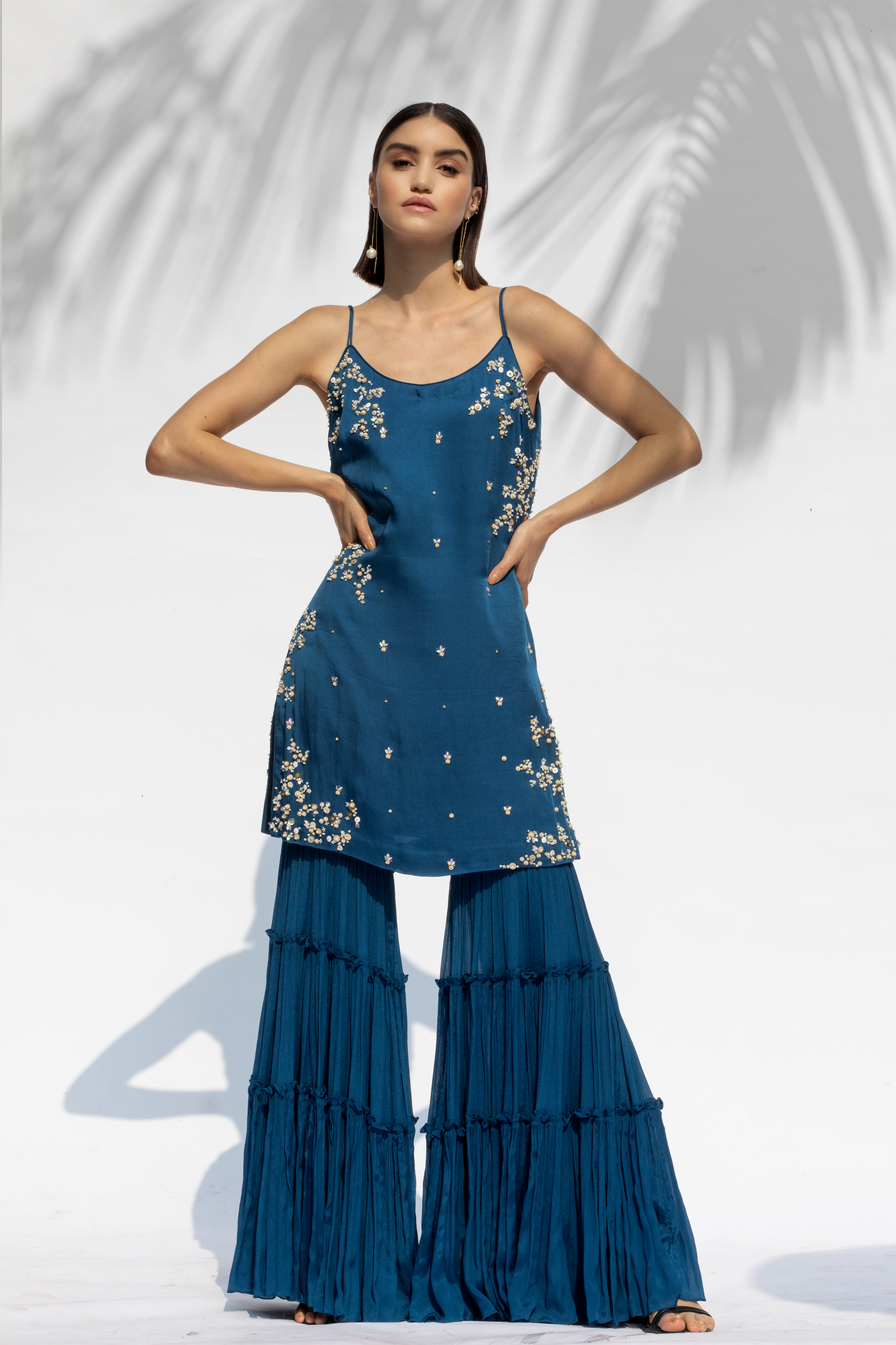 Mandira Wirk Sapphire Blue Kurta Sharara Set festive indian designer wear online shopping melange singapore
