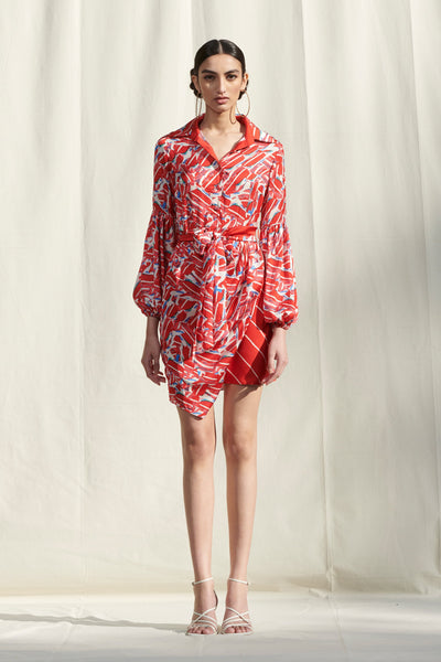 Printed Drape Dress