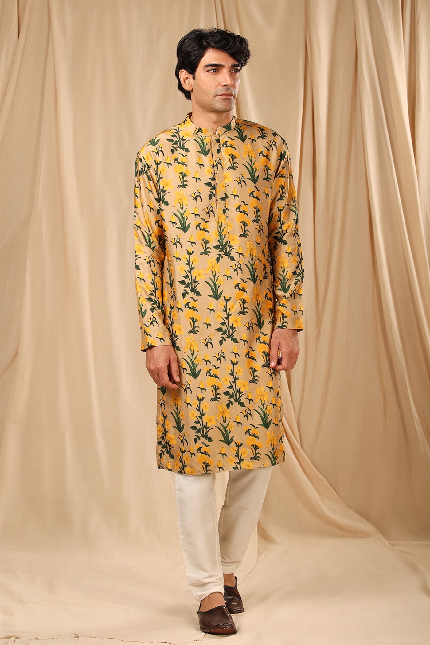 Masaba menswear Beige Autumn Bouquet Kurta festive indian designer wear online shopping melange singapore
