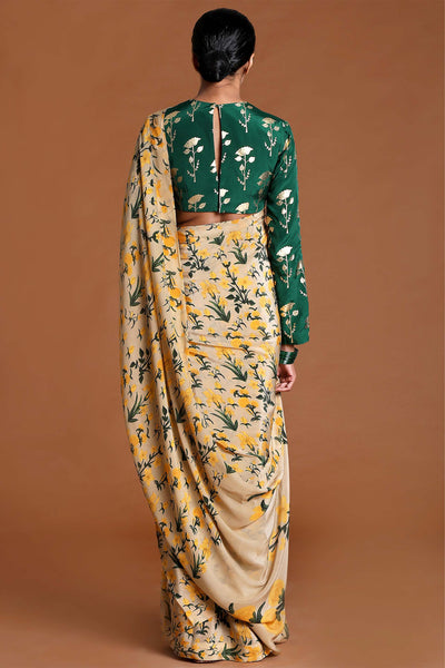 masaba Beige Autumn Bouquet Saree festive indian designer wear online shopping melange singapore