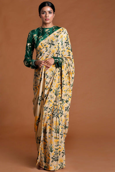 masaba Beige Autumn Bouquet Saree festive indian designer wear online shopping melange singapore