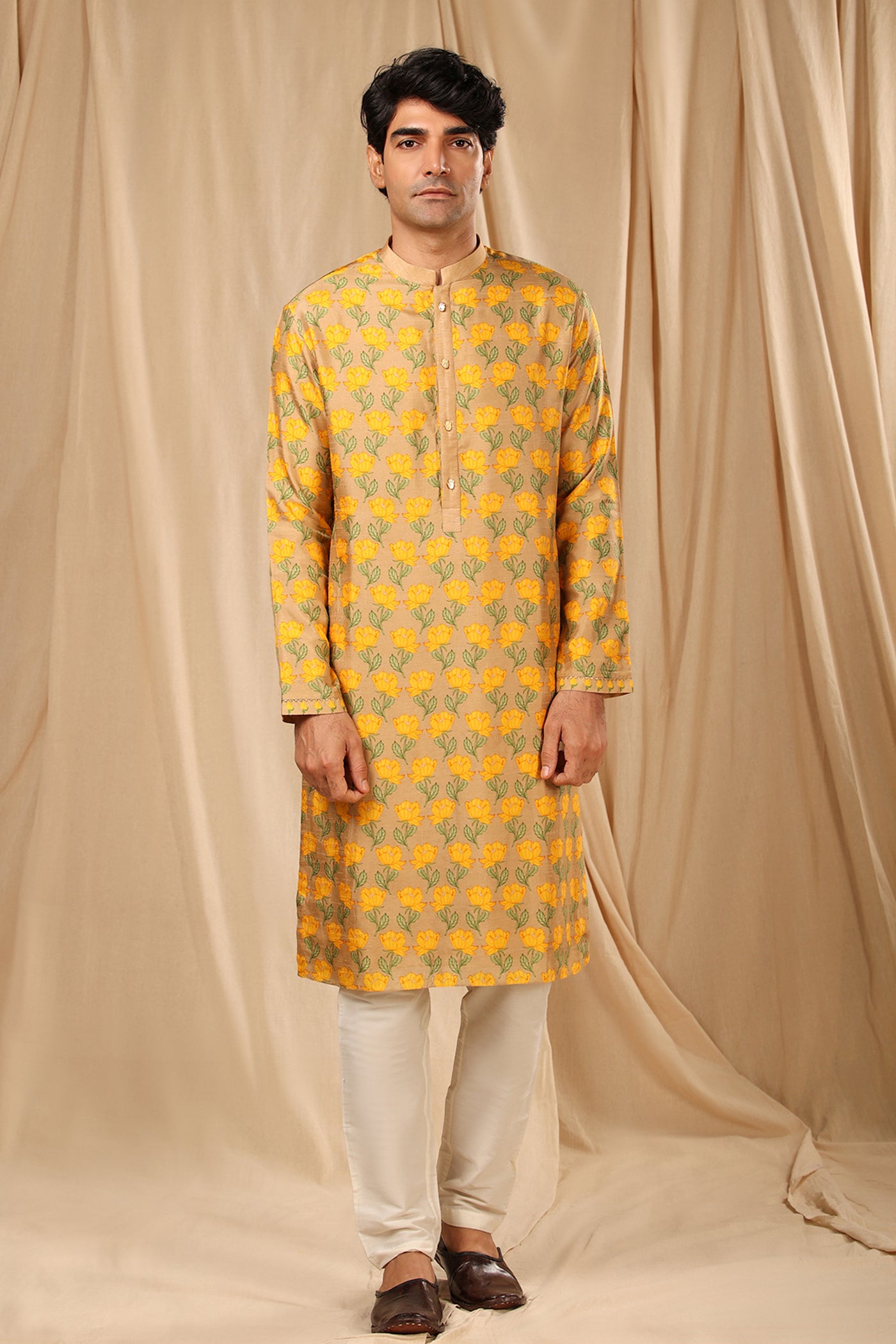 masaba menswear Beige Bloomingdale Kurta festive indian designer wear online shopping melange singapore