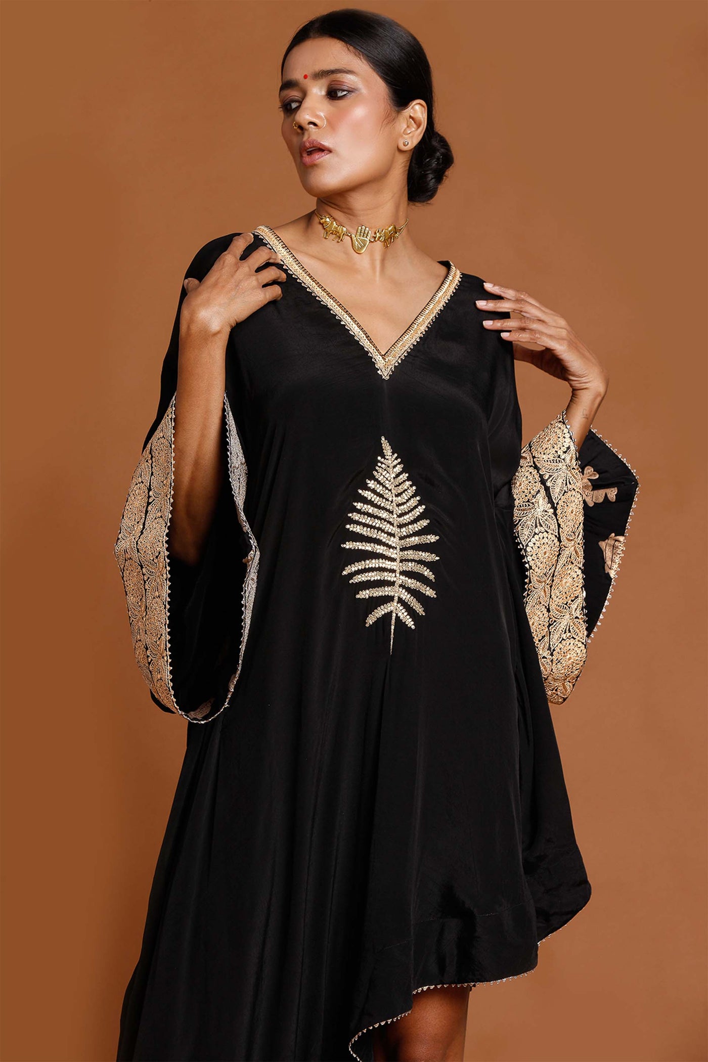 masaba Black Embroidered kaftan festive fusion indian designer wear online shopping melange singapore
