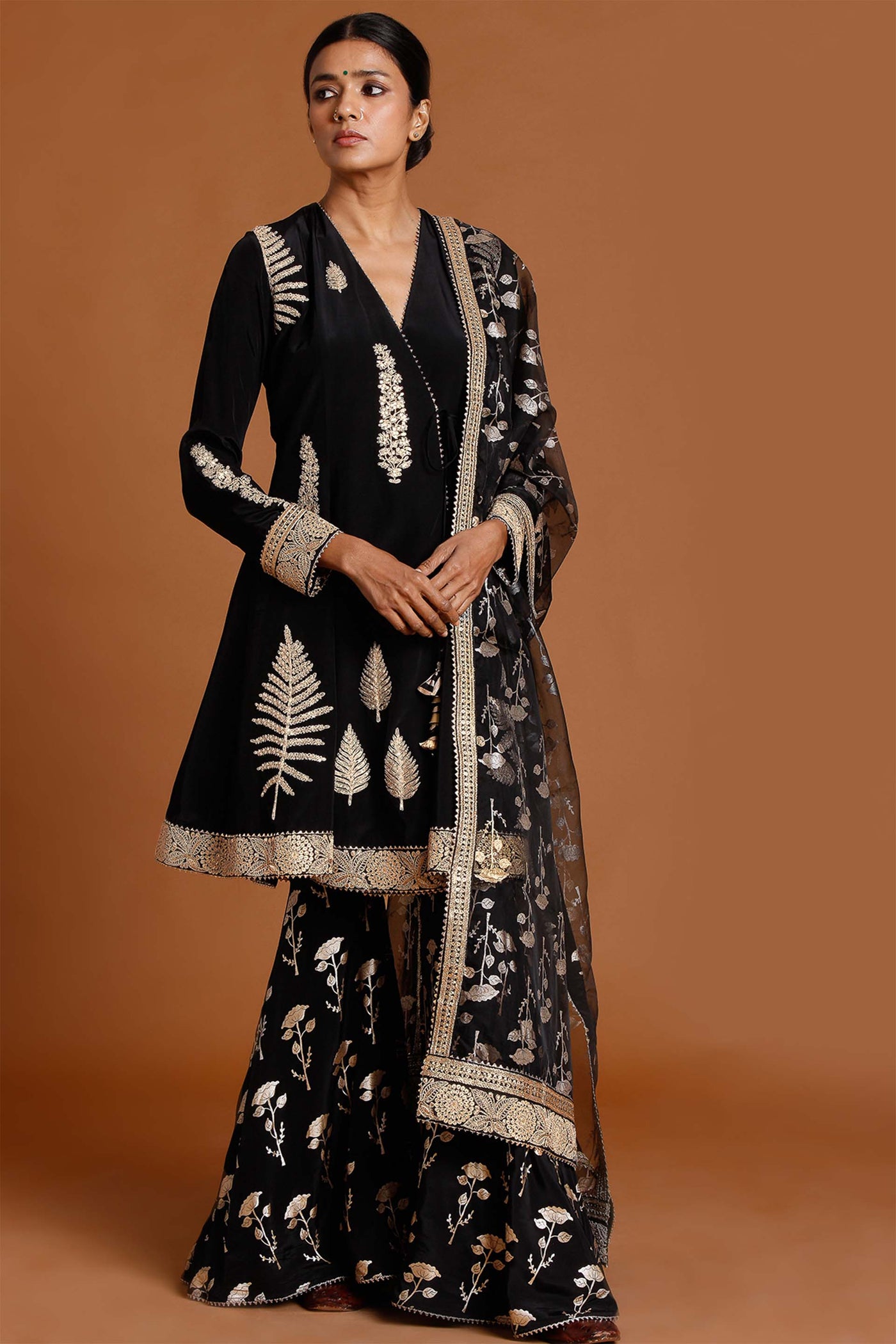 masaba Black Periwinkle Angrakha Set festive indian designer wear online shopping melange singapore