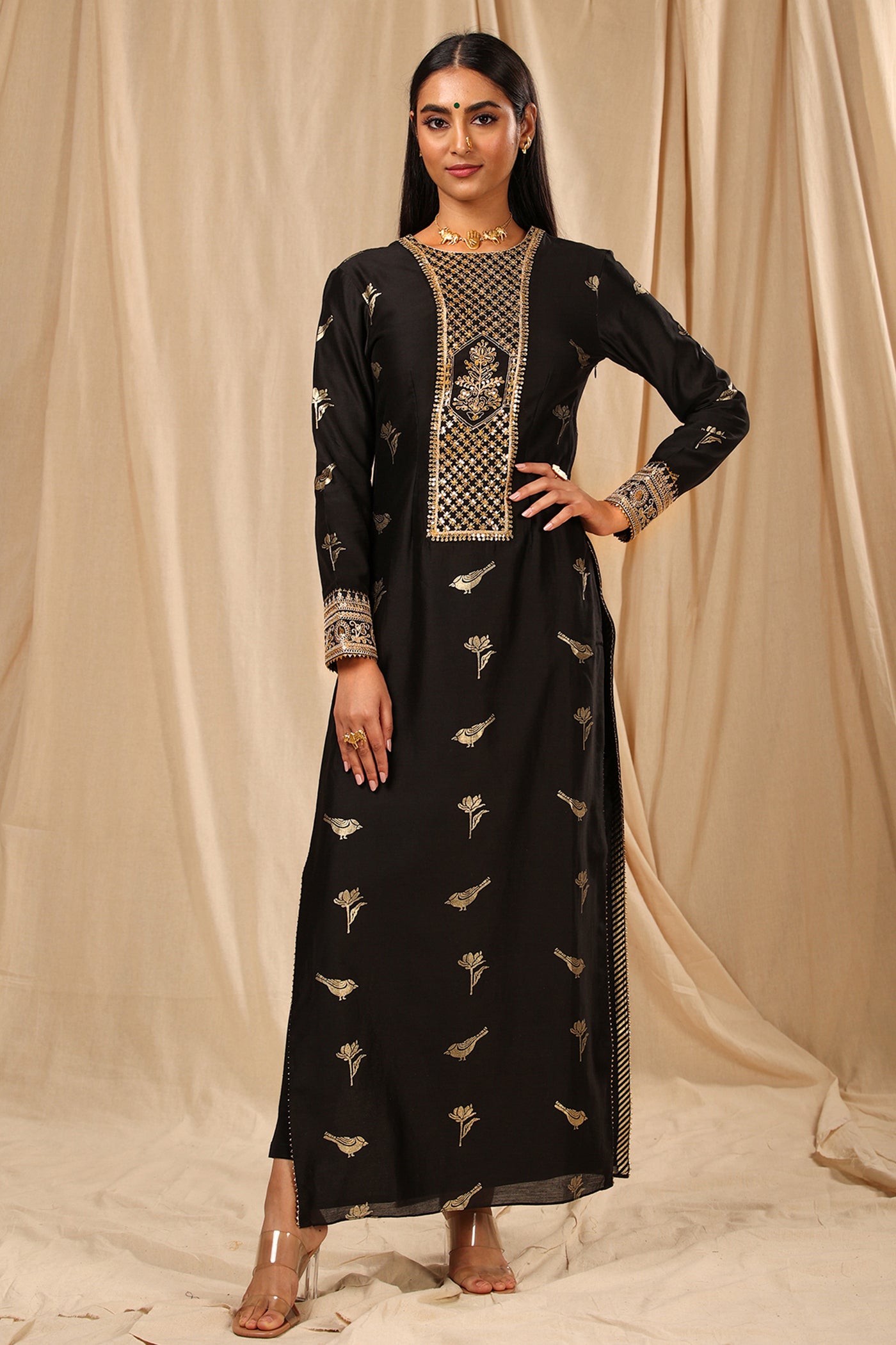Masaba Black Vintage Fiona Kurta festive indian designer wear online shopping melange singapore indian designer wear