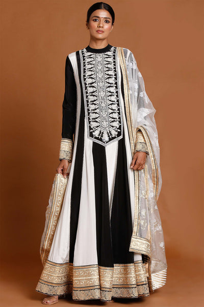 masaba Black And Ivory Embroidered Anarkali Set festive indian designer wear online shopping melange singapore