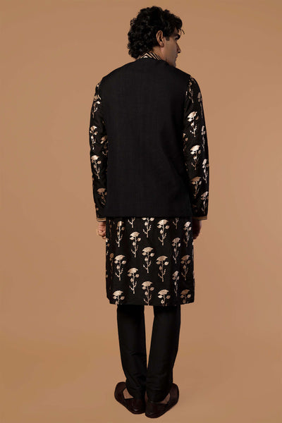 masaba menswear Black Textured Bandi festive indian designer wear men online shopping melange singapore