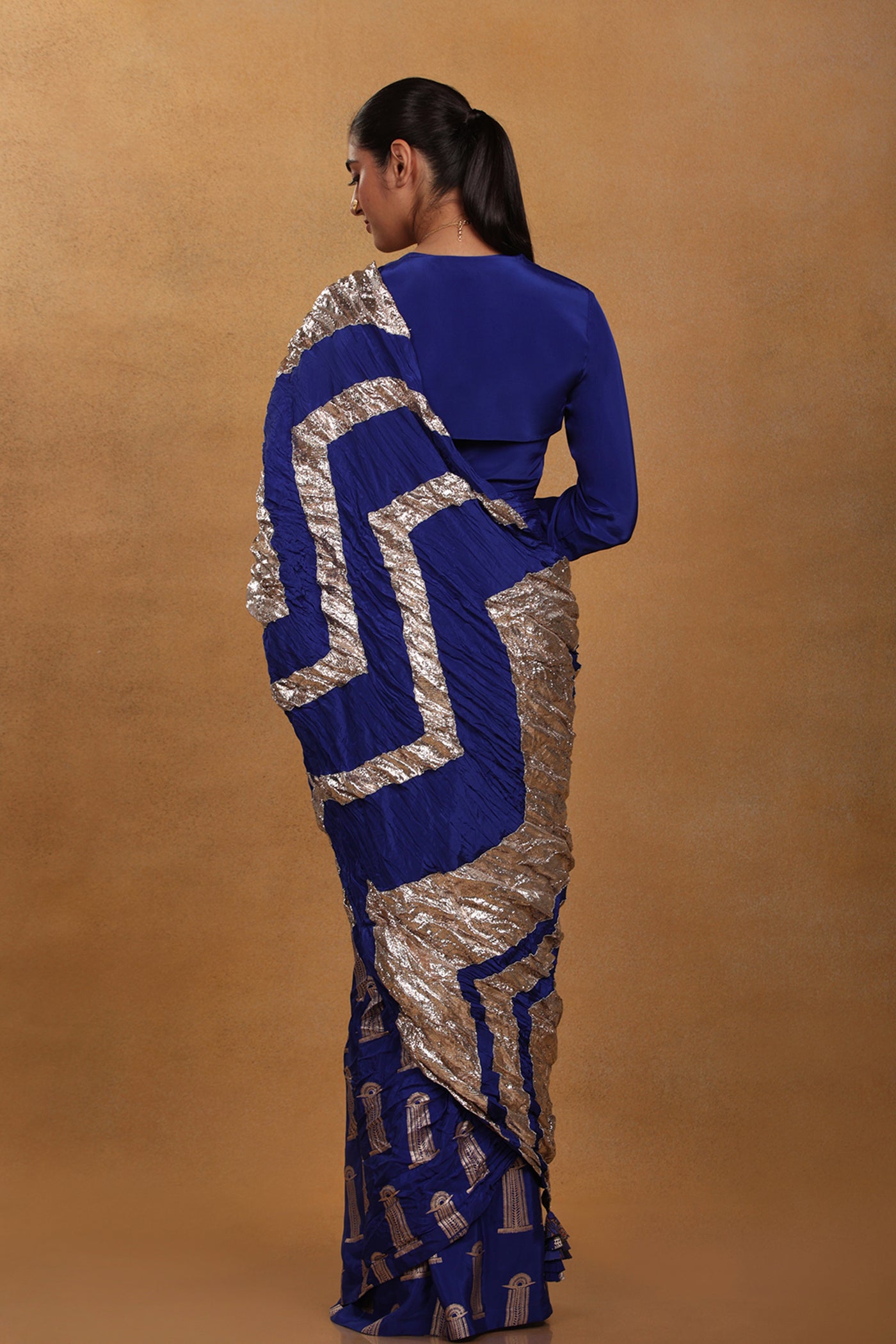 Masaba Blue Crinkle Gota Sari festive indian designer wear online shopping melange singapore