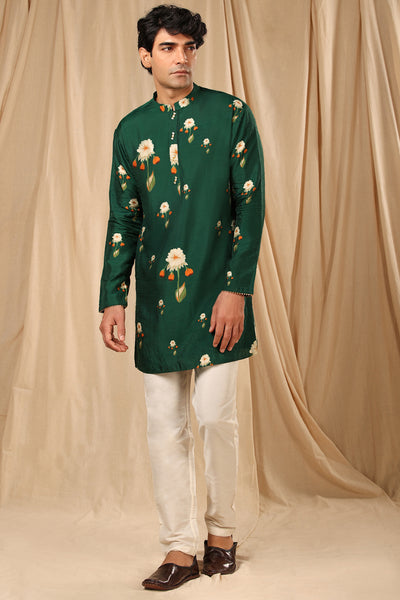 Masaba menswear Bottle Green Buttercup Mens Kurta festive indian designer wear online shopping melange singapore