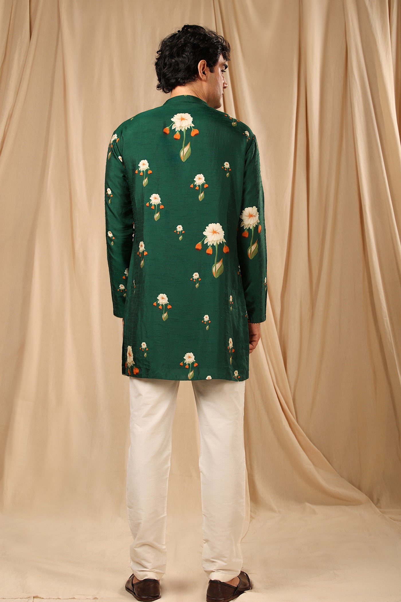 Masaba menswear Bottle Green Buttercup Mens Kurta festive indian designer wear online shopping melange singapore