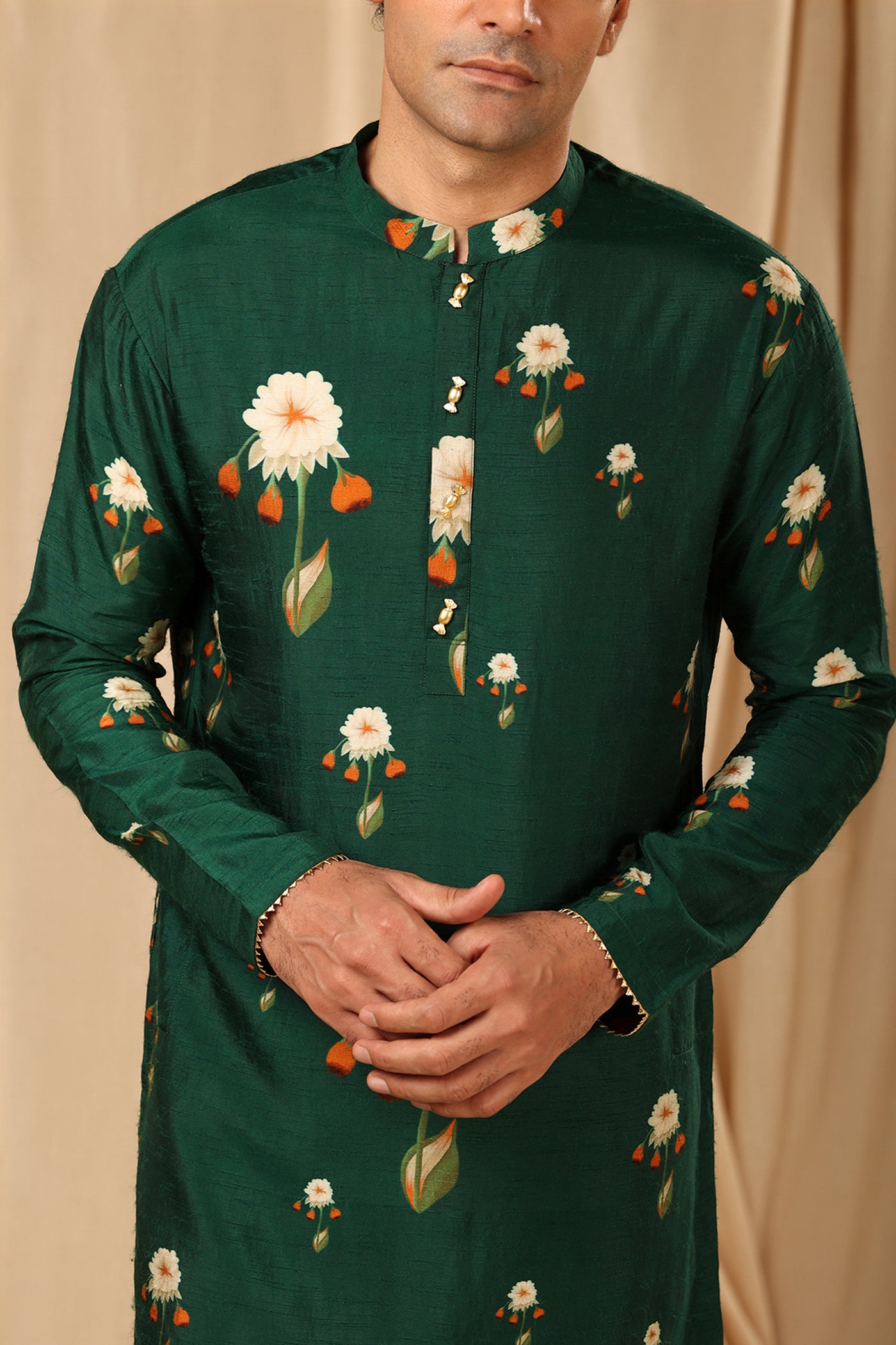 Masaba menswear Bottle Green Buttercup Mens Kurta festive indian designer wear online shopping melange singapore