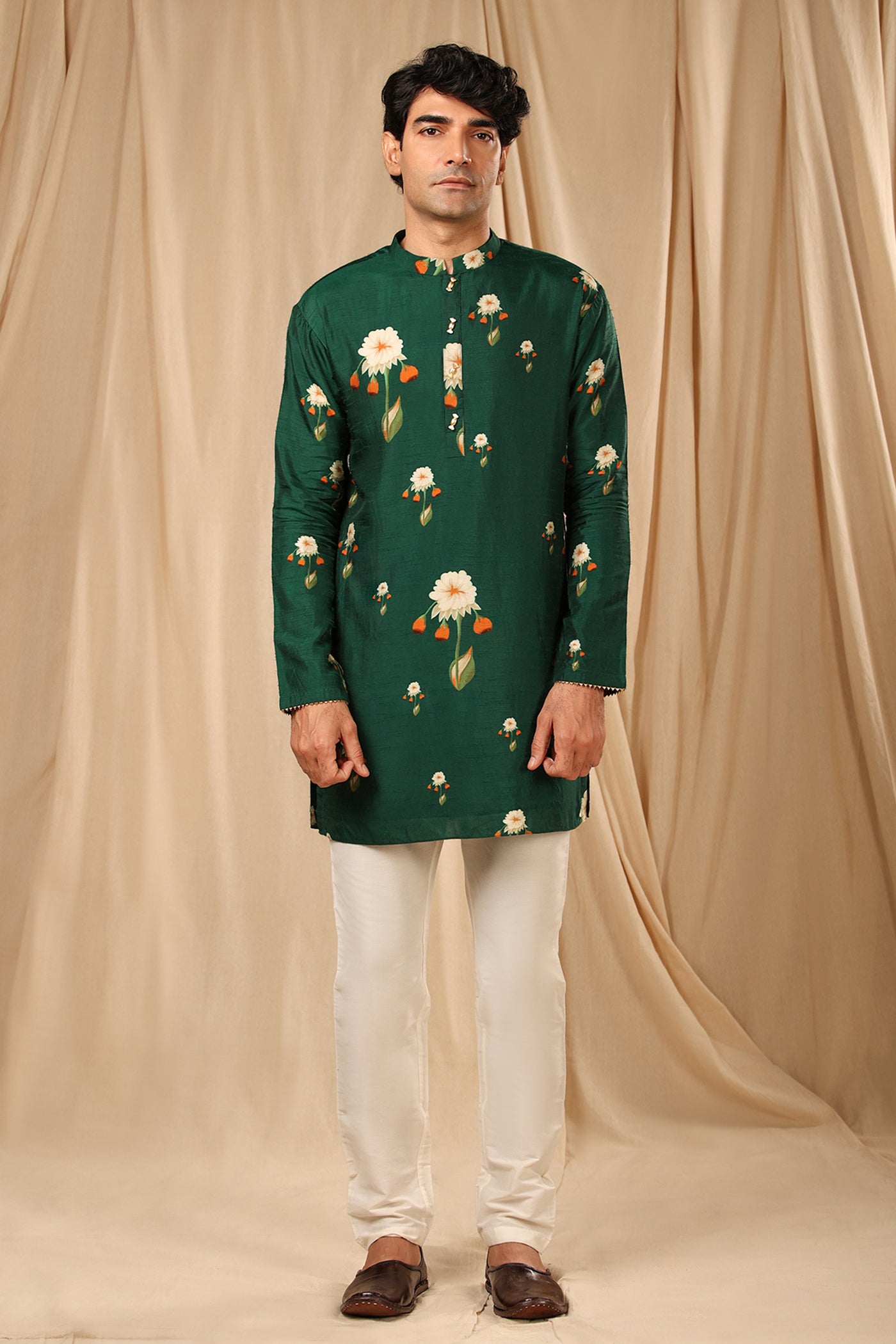 Masaba menswear Bottle Green Buttercup Mens Kurta festive indian designer wear online shopping melange singapore