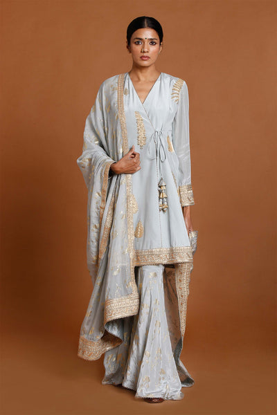 masaba Grey Periwinkle Angrakha Set festive indian designer wear online shopping melange singapore